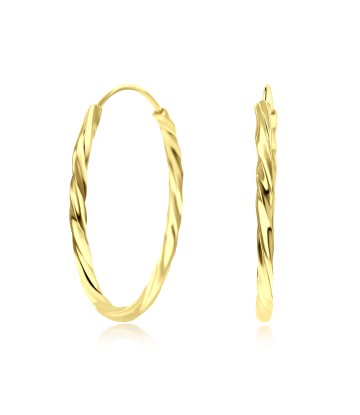 Twisted Gold Plated Silver Hoop Earring HO-1735-GP